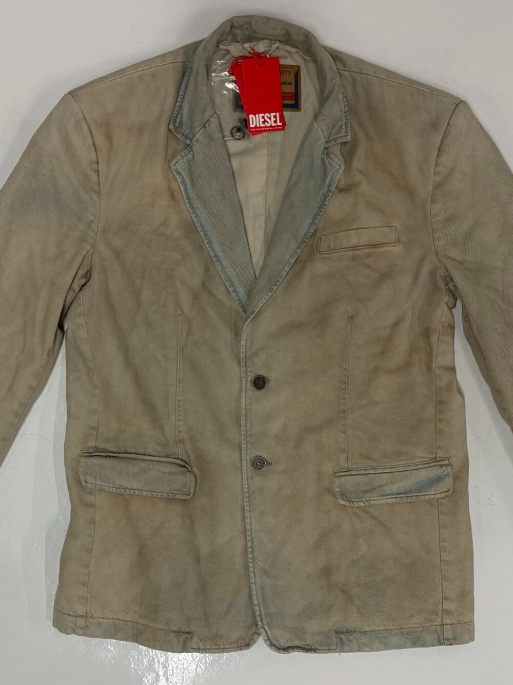 Diesel Tailored Denim Blazer Mens Size Large Light Blue Cotton Made In Italy Ha